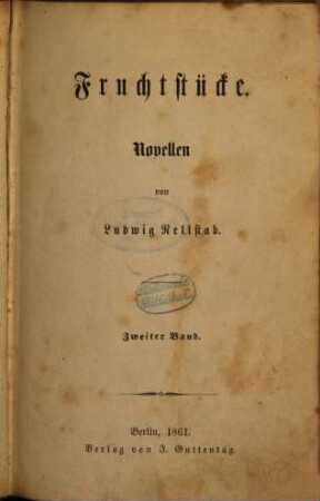 Fruchtstücke : Novellen, 2
