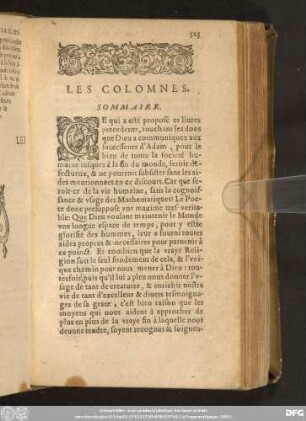 Les Colomnes. Sommaire.