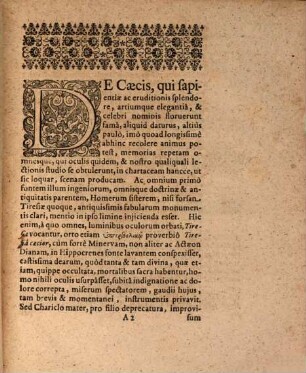 Dissertatiuncula De Caecis Sapientia Ac Eruditione Claris, Mirisque Caecorum Quorundam Actionibus