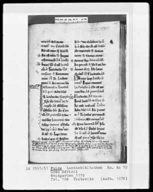 Ordo officii — Initiale I, Folio 106recto