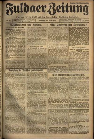 Erste Ausgabe vom Samstag, den 16. Mai 1925.