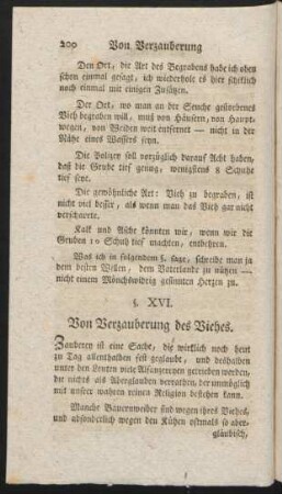 §. XVI. Von Verzauberung des Viehes.
