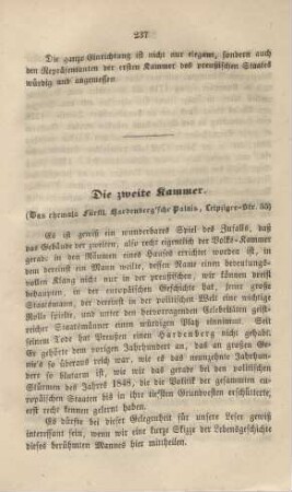 Die zweite Kammer. (Das ehemals Fürstl. Hardenberg'sche Palais, Leipziger-Str. 55)