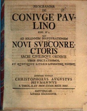 Programma de coniuge Paulina, Phil. IV, 3