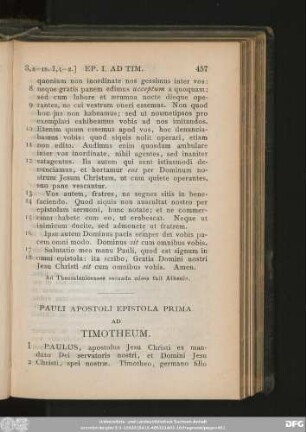 Pauli Apostoli Epistola Prima Ad Timotheum.