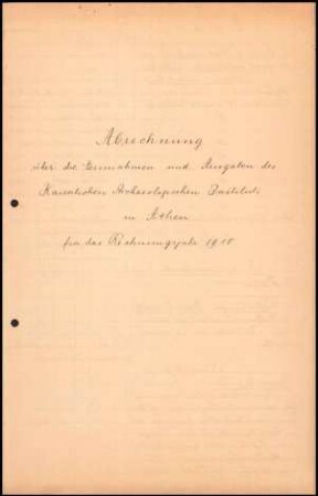 Abrechnung 1910