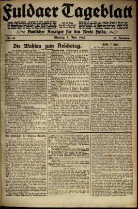 Ausgabe vom Montag, den 07. Juni 1920.