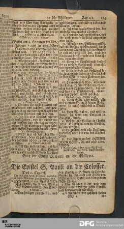 Die Epistel S. Pauli an die Colosser.