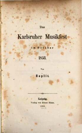 Das Karlsruher Musikfest im October 1853