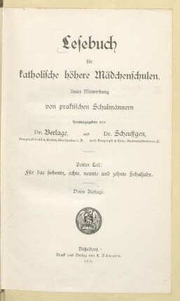Teil 3, [Schülerband]: Für das siebente, achte, neunte und zehnte Schuljahr