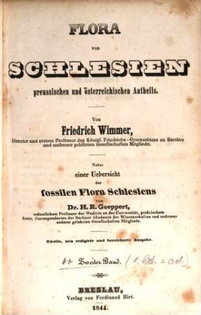 Flora von Schlesien preussischen und österreichischen Antheils, 2