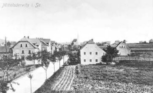 Oderwitz-Niederoderwitz. Ortsansicht mit Kirche und Kretschmer-Windmühle, Repro
