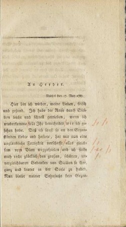 An Herder. Neapel den 17. May 1787. - Neapel, den 28. May 1787.