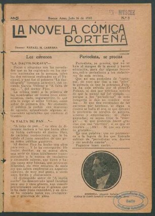 Los estrenos : "La dactilógrafa" [y] "A falta de pan..."