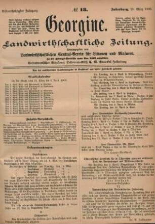Achtundsechzigster Jahrgang. No. 13. Insterburg, 29. März 1900.