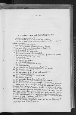V. Kranken-, Irren-, und Entbindungsanstalten.