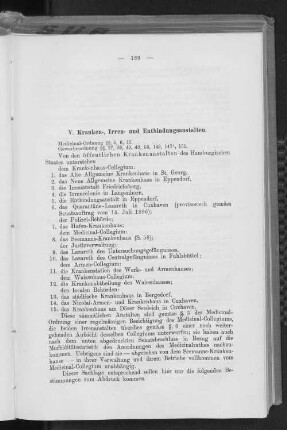 V. Kranken-, Irren-, und Entbindungsanstalten.