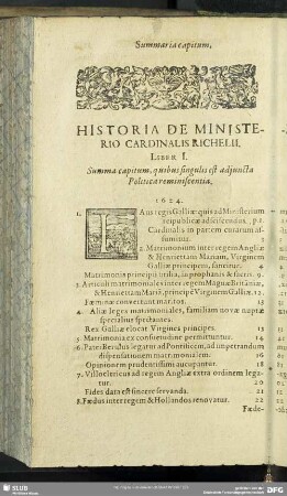 Summaria capitum, Et observationum politicarum