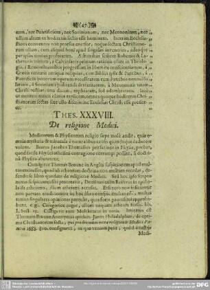 Thes. XXXVIII. De religione Medici