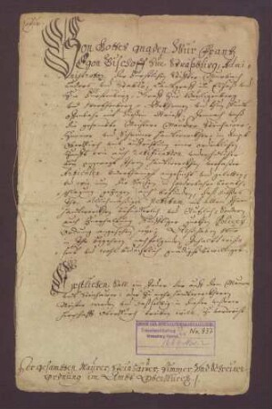 Zunftordnung des Bischofs Franz Egon von Straßburg für das Maurer-, Schreiner-, Zimmer- und Steinhauerhandwerk im Amt Oberkirch.