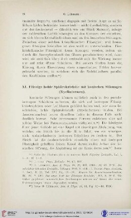 XI. Flüssige hohle Sphärokristalle mit konischen Störungen (Myelinformen)