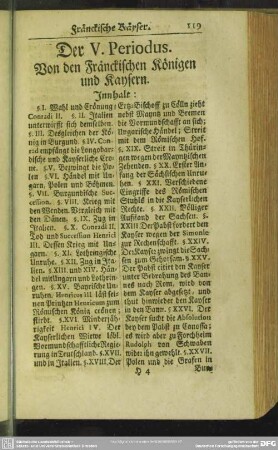Der V. Periodus. Von den Fränckischen Königen und Kaysern