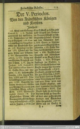 Der V. Periodus. Von den Fränckischen Königen und Kaysern