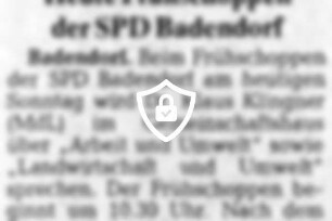 Heute Frühschoppen der SPD Badendorf