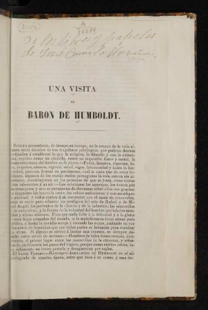 Una Vista al Baron de Humboldt.