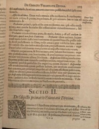 Sectio II. De Objecto primario Voluntatis Divinae.