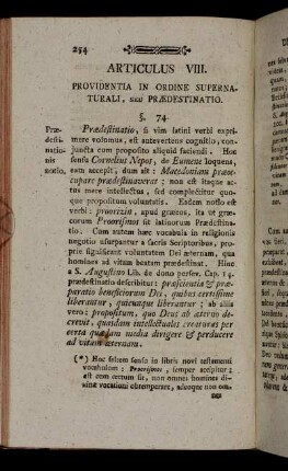 Articulus VIII. Providentia in Ordine Supernaturali, seu Prædestinatio.
