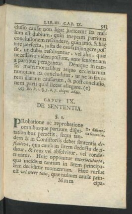 Caput IX. De Sententia
