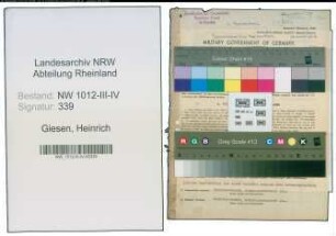 Entnazifizierung Heinrich Giesen , geb. 15.02.1905 (Sparkassenbeamter)