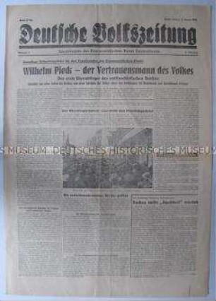 Tageszeitung der KPD "Deutsche Volkszeitung" u.a. über die Geburtstagsfeiern für Wilhelm Pieck und über das KZ Dachau