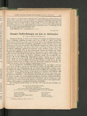 Husumer Stadtrechnungen aus dem 16. Jahrhundert