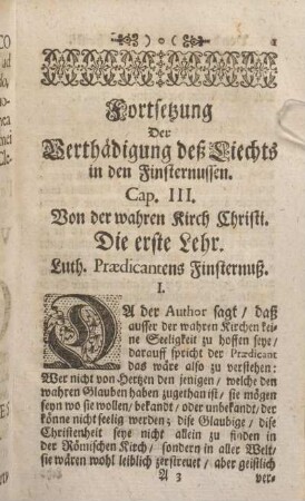 Die erste Lehr. Luth. Praedicantens Finsternuß.