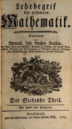 Lehrbegrif der gesamten Mathematik, 7. Die Optik und Perspectiv