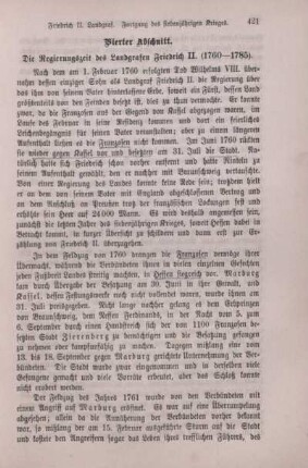 Vierter Abschnitt. Die Regierungszeit des Landgrafen Friedrich II. (1760 - 1785)