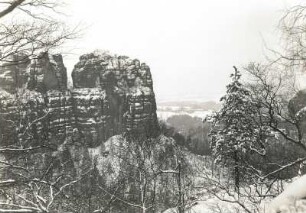 Sächsische Schweiz. Schrammsteine. Hoher Torstein. Ansicht vom Müllerstein
