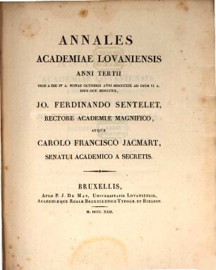Annales Academiae Lovaniensis. 3. 1819/20 (1822)