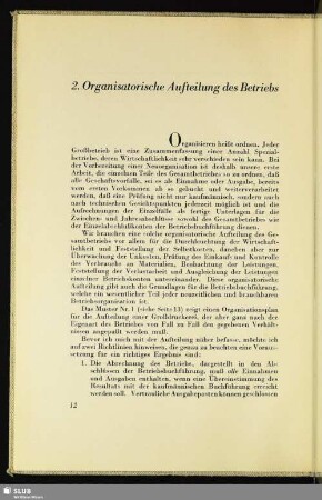 2. Organisatorische Aufteilung des Betriebs