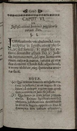 Caput VI. De Justificatione hominis peccatoris coram Deo.
