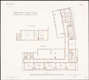 Eisenhüttenmännisches und metallurgisches Institut der Technischen Hochschule, Aachen: Grundriss Zwischengeschoss, Dachgeschoss 1:100