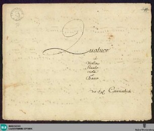 Quartets - Mus. Hs. 70 : fl, vl, a-vla, b; D; DTB 16 D7