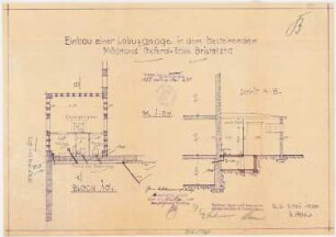 Siedlung Schillerpark, Berlin-Wedding: Oxforder/Bristolstraße: Müllhaus: Grundriss, Schnitt