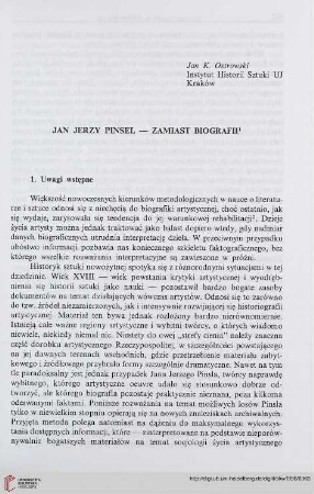 2: Jan Jerzy Pinsel : zamiast biografii