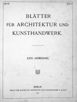 24.1911: Blätter für Architektur und Kunsthandwerk