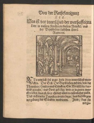 XII. Was ist vor unterschied der warhafftigen Lere in unsern Kirchen in diesem Artickel/ und der Bepstlichen falschen Lere?