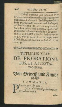 Titulus XLIV. De Probationibus, Et Attestationibus.