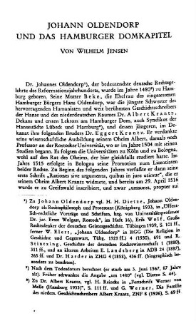 Johann Oldendorp und das Hamburger Domkapitel